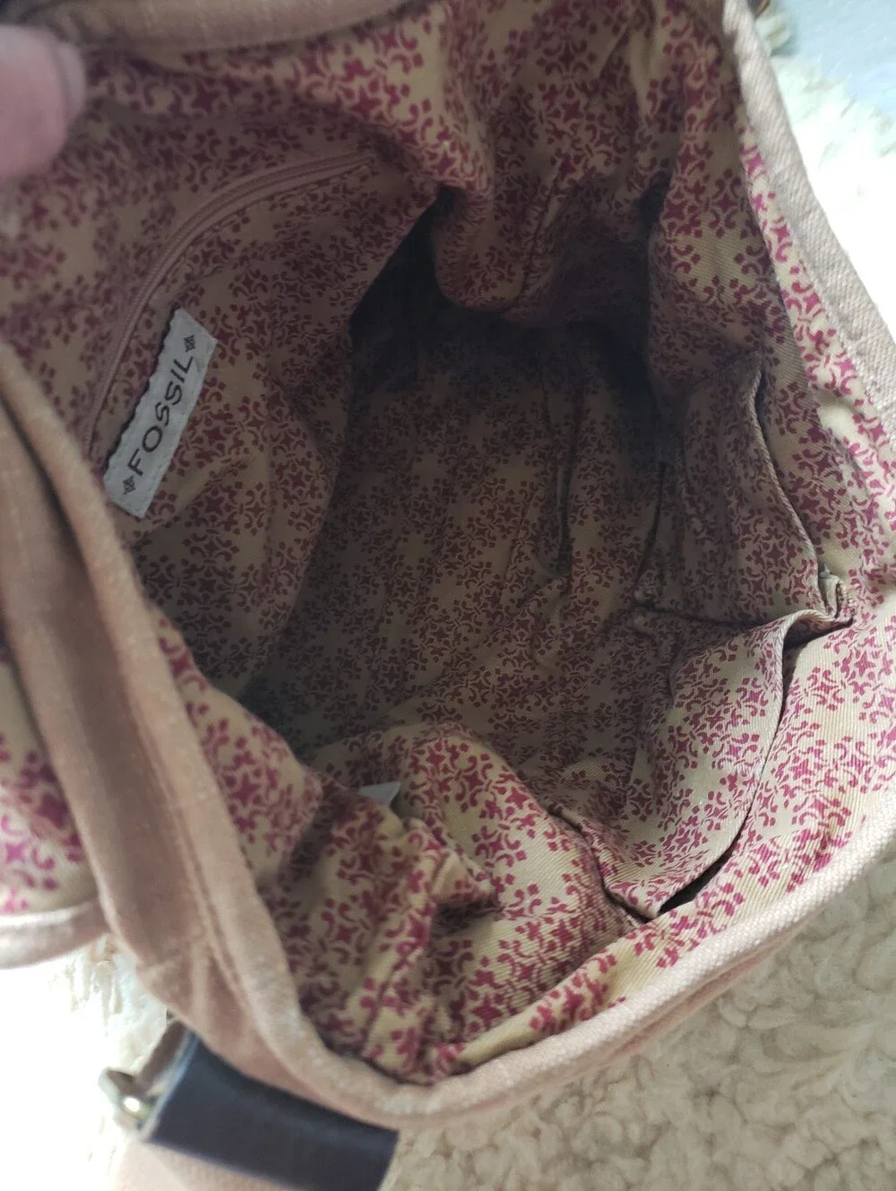 Large Vintage Fossil Canvas Messenger Bag Crossbody